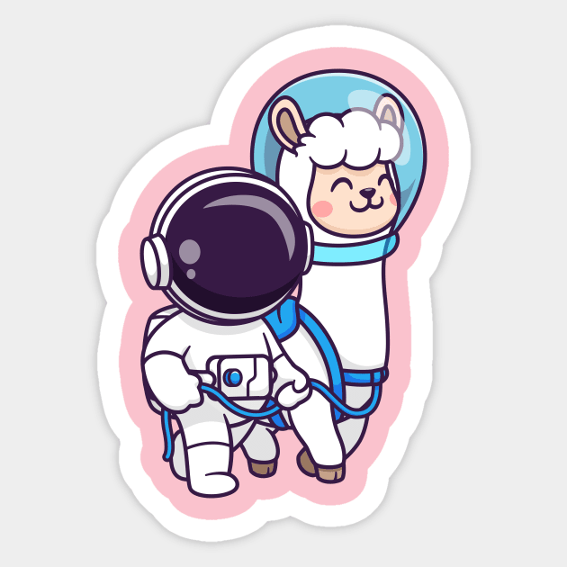 Cute Astronaut With Llama Astronaut Cartoon Sticker by Catalyst Labs